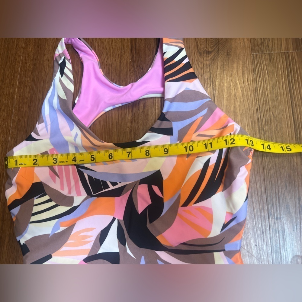 Kikirio XS Multicolor Reversible One-Piece Swimsuit Pink Abstract Racerback New - Picture 4 of 6